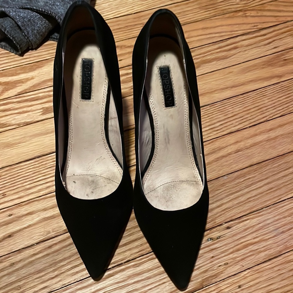 Re-posted Black suede Topshop Heels.